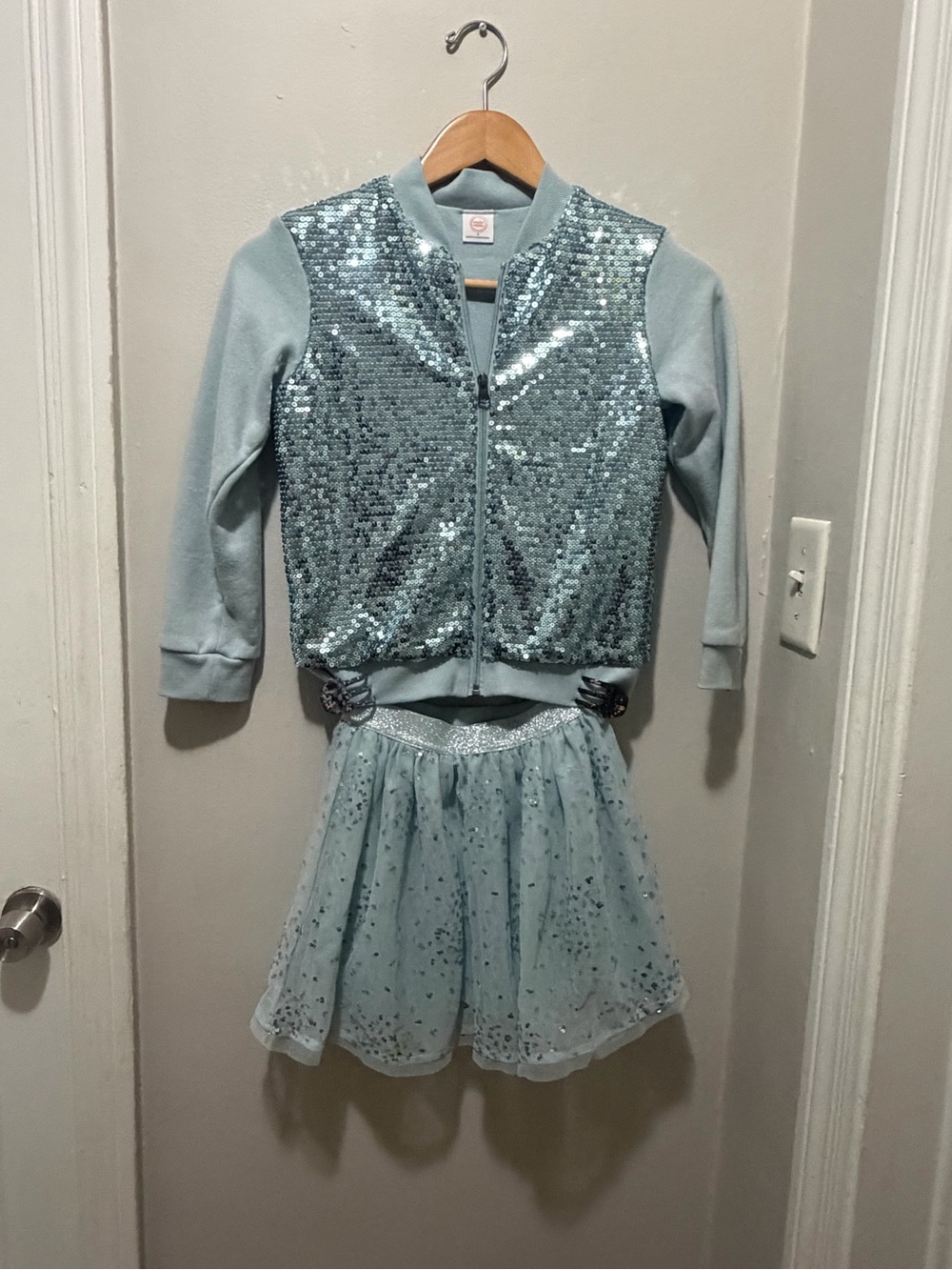 wonder nation Light Blue Sequin Jacket & Tulle Skirt Set